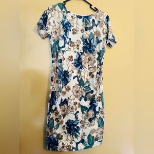 Pinkblush Blue Tan Sheath Midi Dress Cocktail